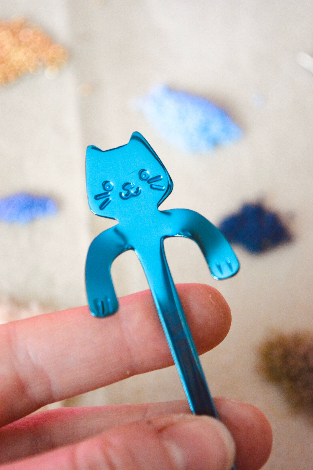 Blueberry Kitty Bead Spoon
