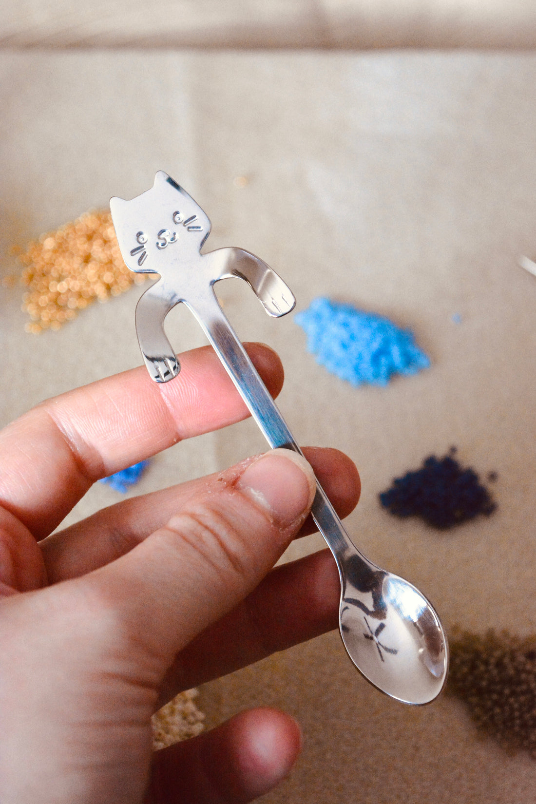 Silver Kitty Bead Spoon