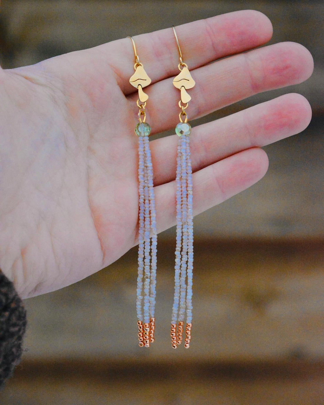 Honey Opal & Moss Mushroom Dangles - MA x RR Collab