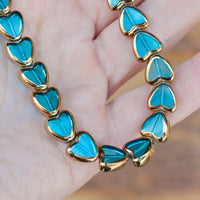Golden Sapphire Glass Hearts