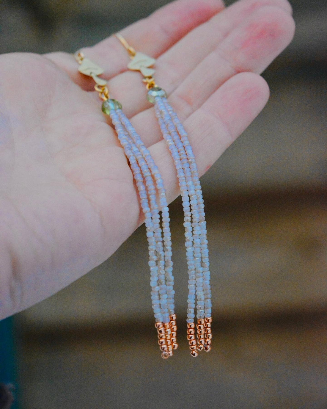 Honey Opal & Moss Mushroom Dangles - MA x RR Collab