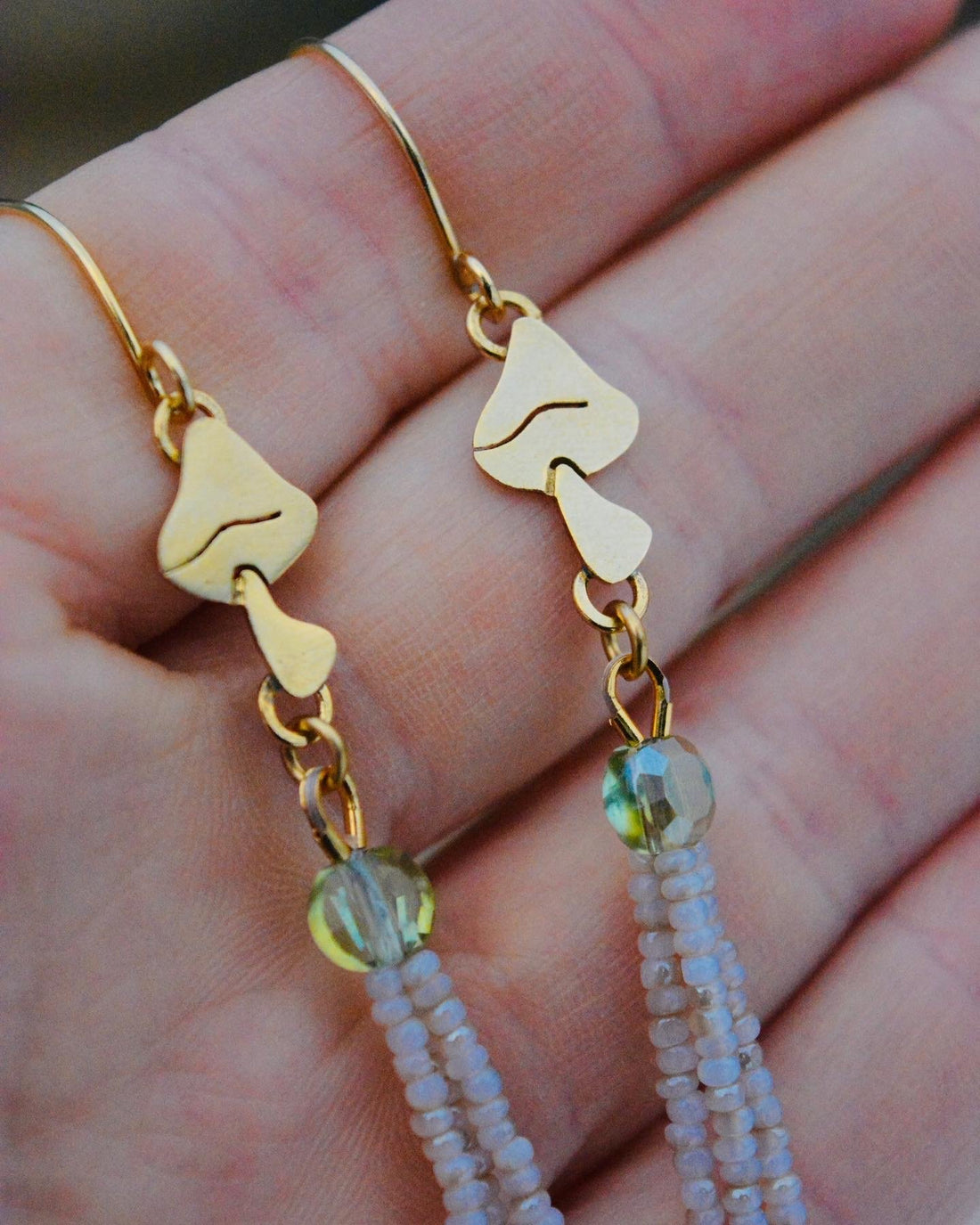 Honey Opal & Moss Mushroom Dangles - MA x RR Collab