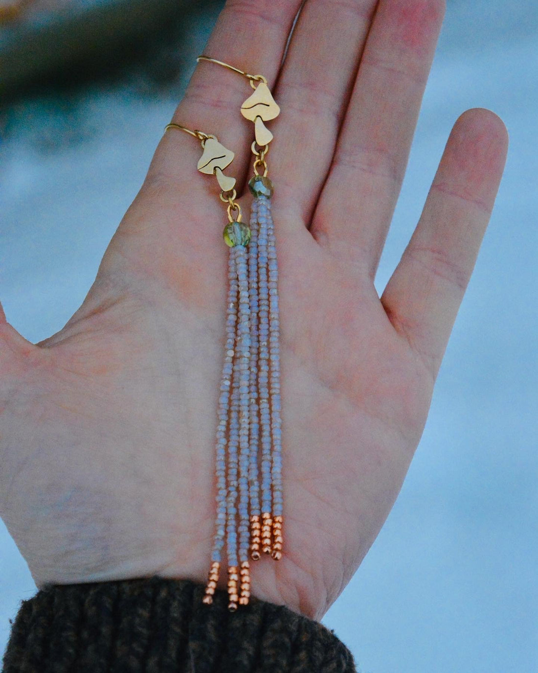Honey Opal & Moss Mushroom Dangles - MA x RR Collab