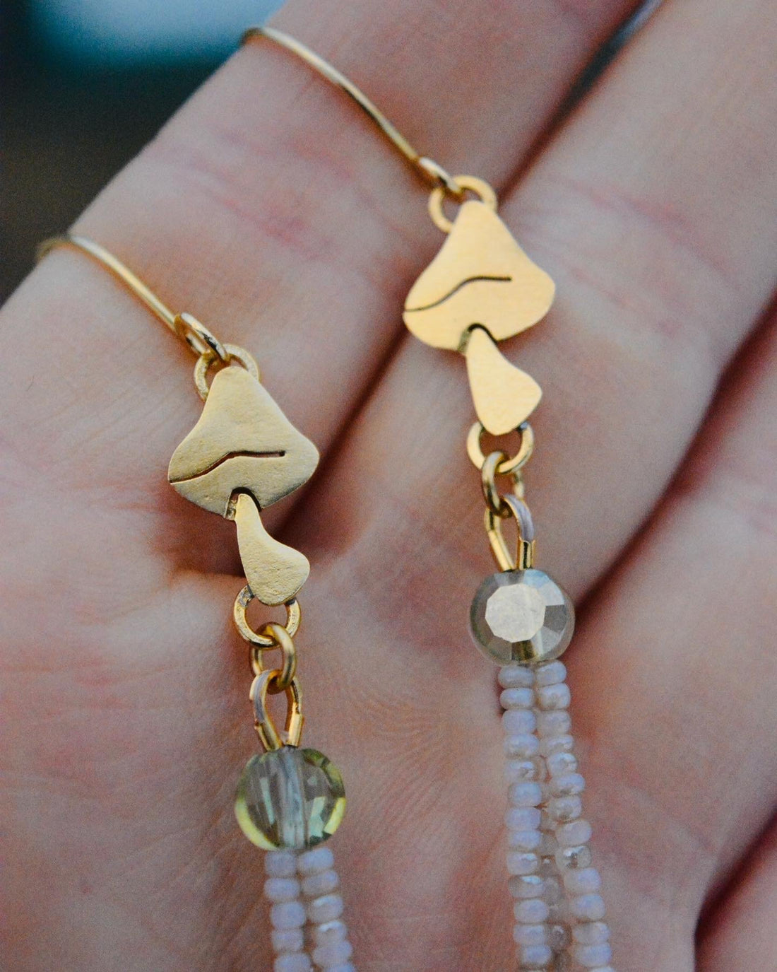 Honey Opal & Moss Mushroom Dangles - MA x RR Collab