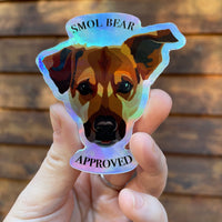 Holographic Smol Bear Approved Sticker