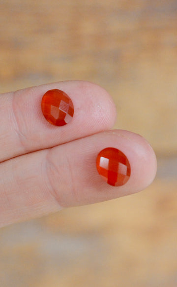 Natural Faceted Oval Carnelian Cabochons