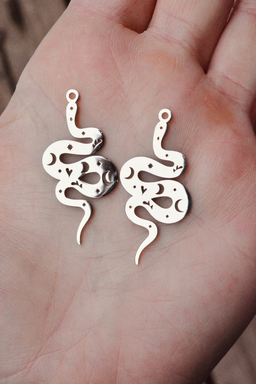 Moon Serpent Charms - Silver