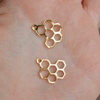 Honey Comb Silhouette Charms - 18k Gold Plated