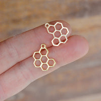 Honey Comb Silhouette Charms - 18k Gold Plated