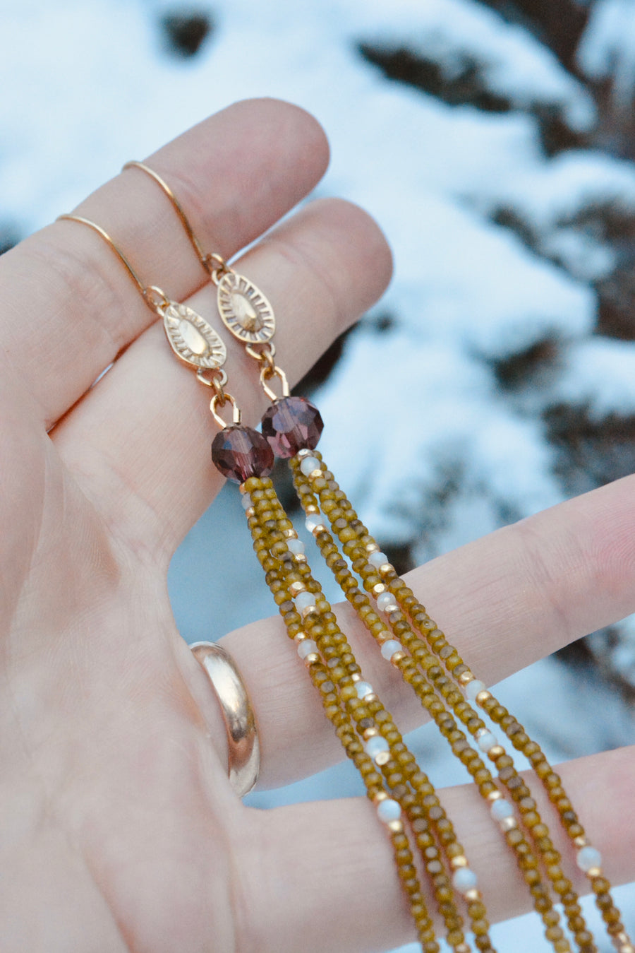 Antique Moss & Pearl Dangles - MA x RR Collab