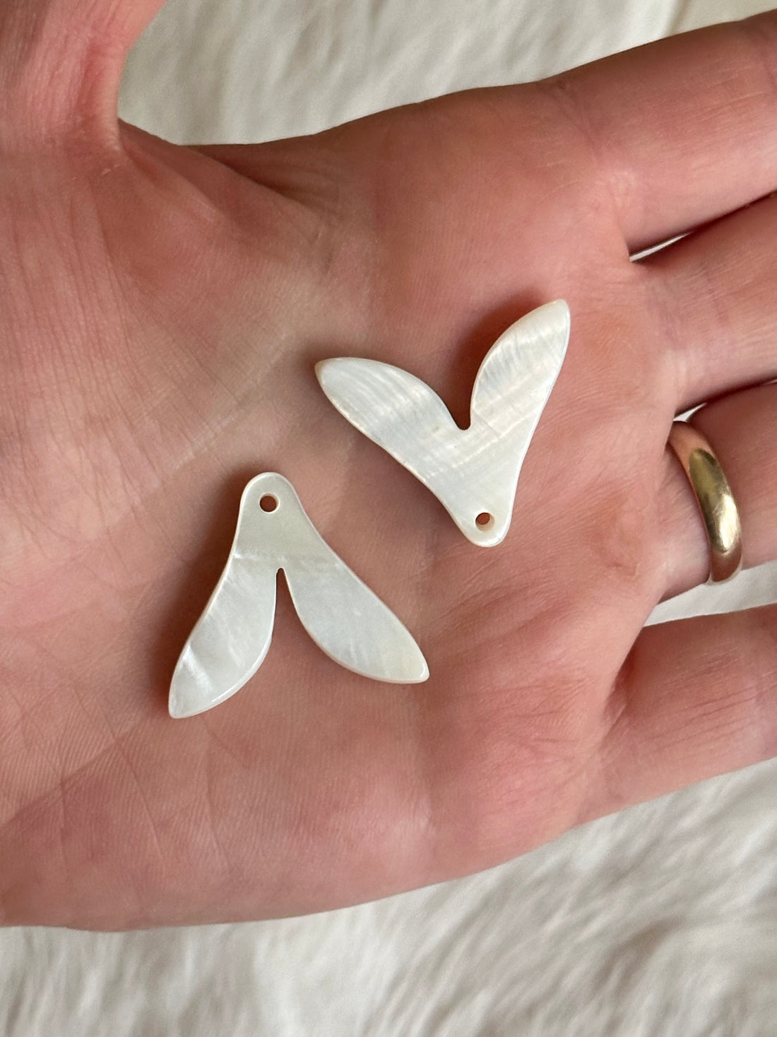 Mother of Pearl Whale Tail Charms