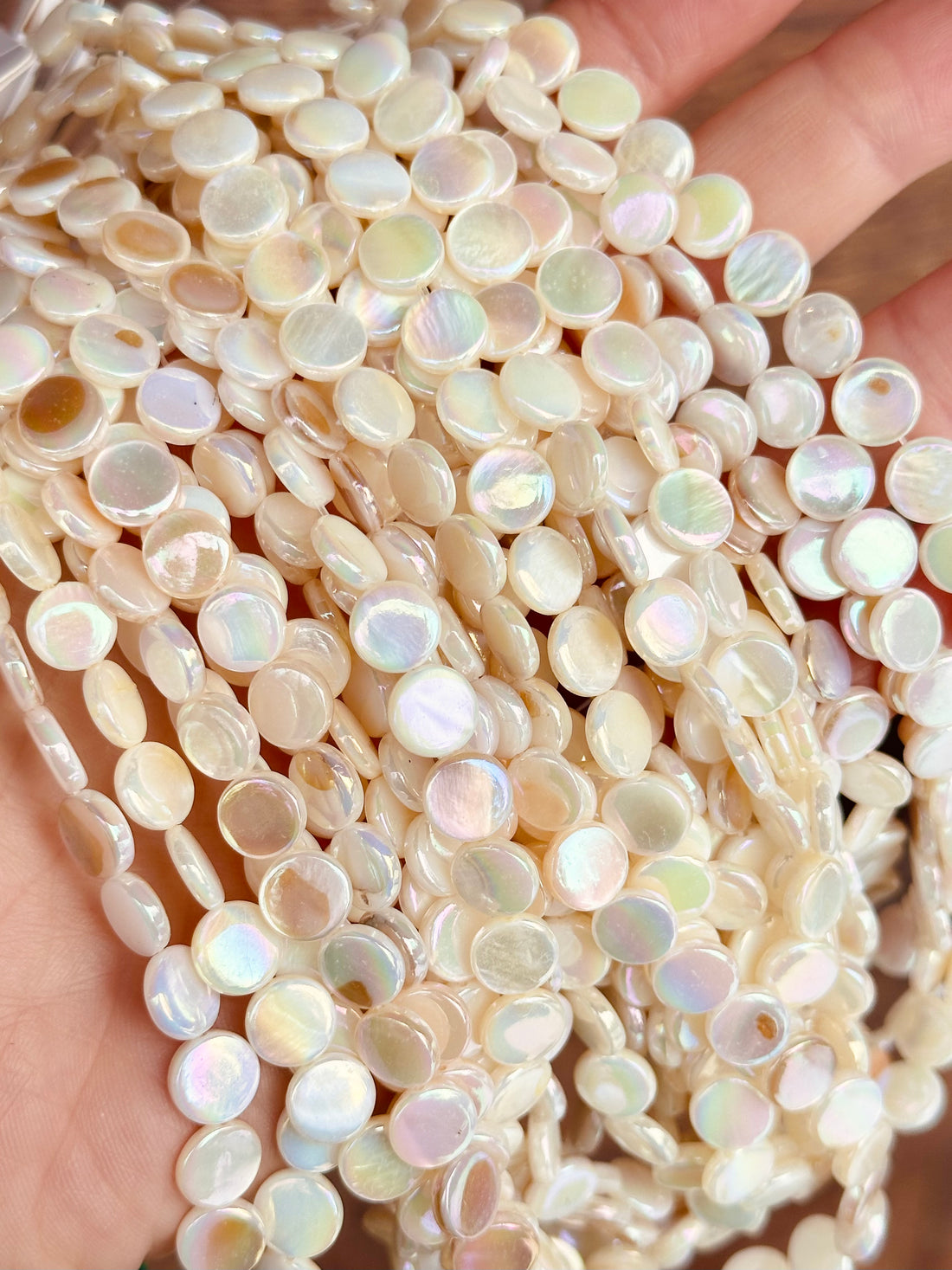 Mother of Pearl Flat Rainbow Rounds