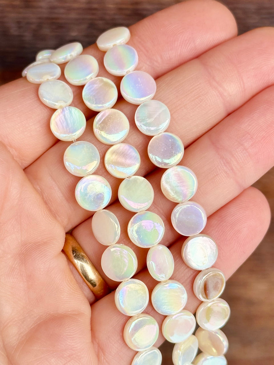 Mother of Pearl Flat Rainbow Rounds