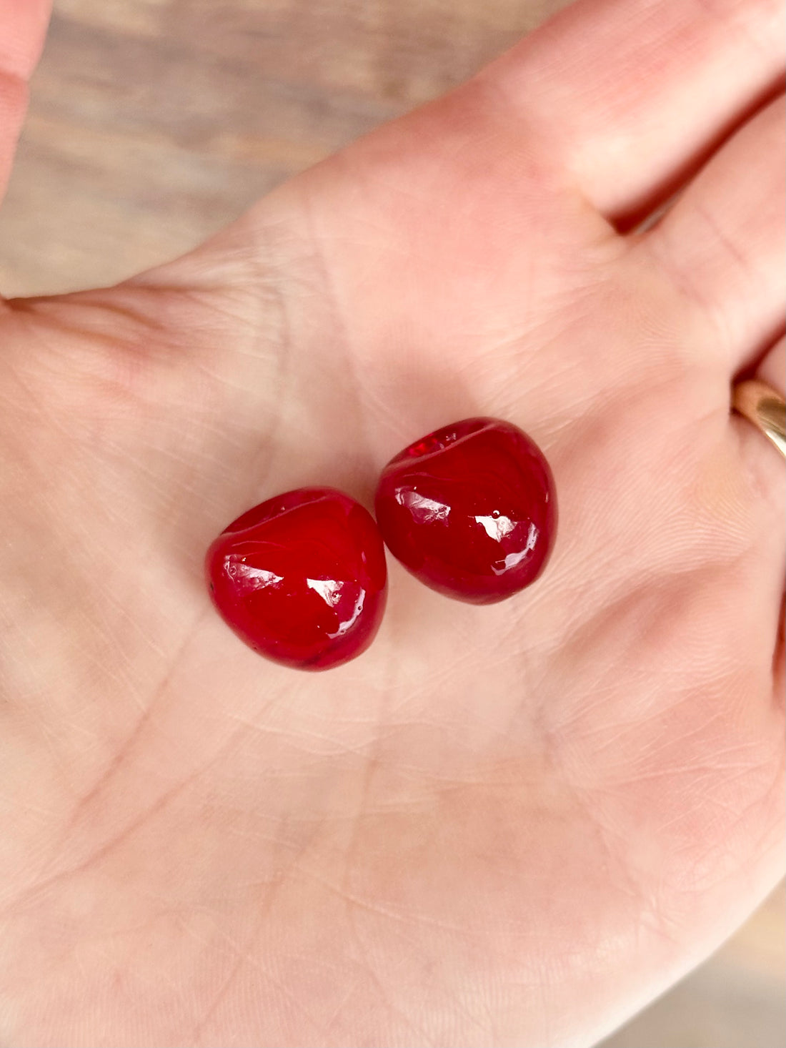 Handmade Glass Cherry Charms