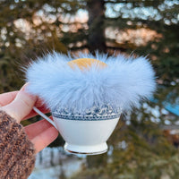 Vintage Paisley Teacup Pincushion - Blue Fox Fur