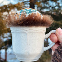 Mustard Folk Flower Teacup Pincushion - Beaver Fur