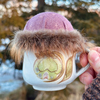 Cottage Flower Teacup Pincushion - Beaver Fur