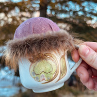 Cottage Flower Teacup Pincushion - Beaver Fur