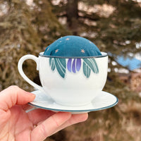 Vintage Iris Teacup Pincushion