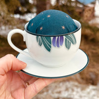 Vintage Iris Teacup Pincushion