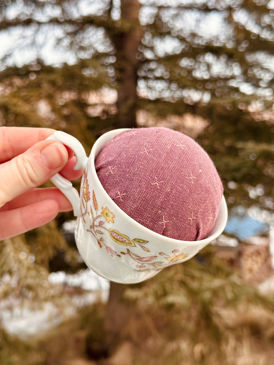 Vintage Floral Teacup Pincushion