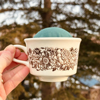 Vintage Peony Teacup Pincushion