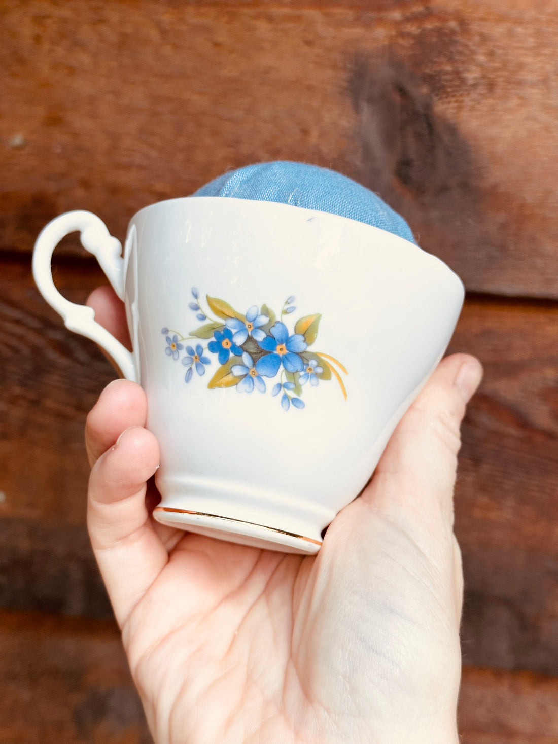 Forget-Me-Not Teacup Pin Cushion