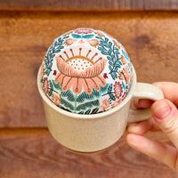 Folk Flower Tea Cup Pin Cushion - Blush