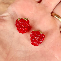 Glass Salmonberry Charms - Red