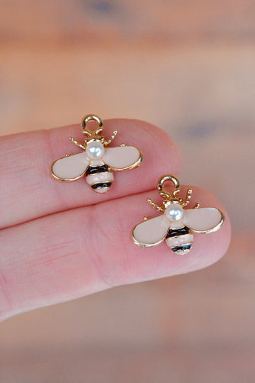 Pearl Honey Bee Charms - Rose