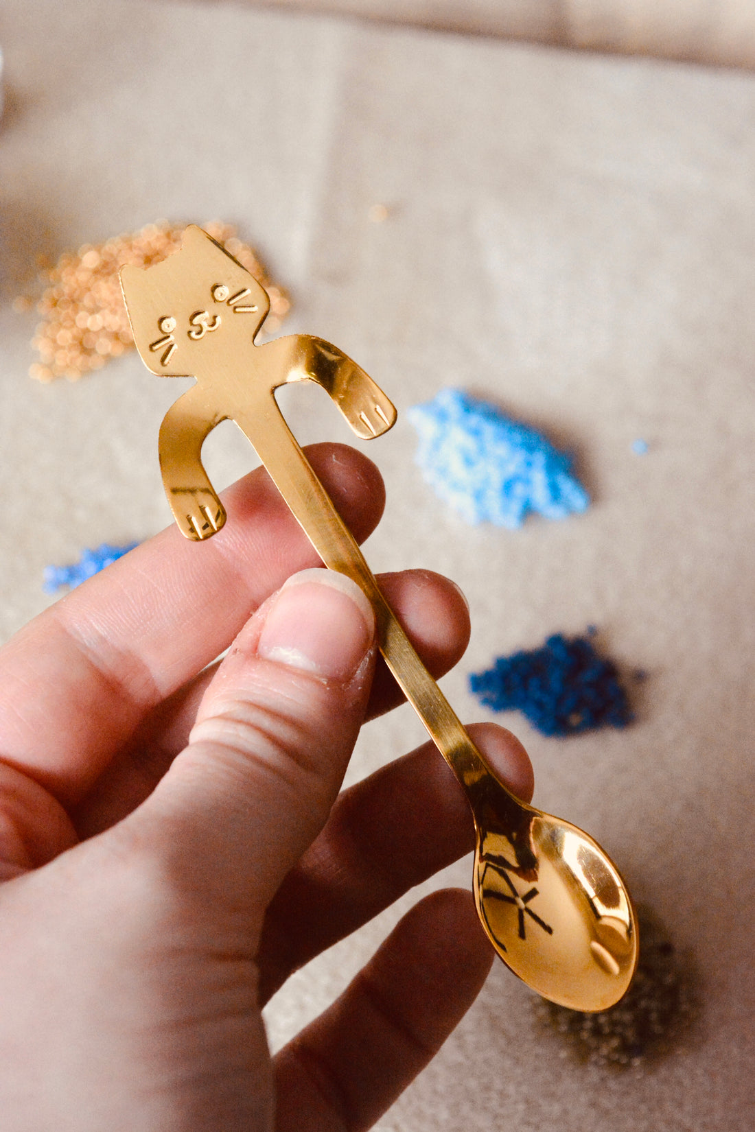 Golden Kitty Bead Spoon