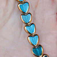 Golden Sapphire Glass Hearts