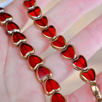 Golden Ruby Glass Hearts