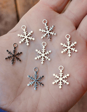 Silver Dendrite Snowflake Charms (10pc)
