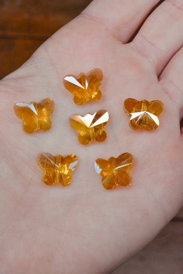 Rainbow Glass Butterflies - Champagne Gold