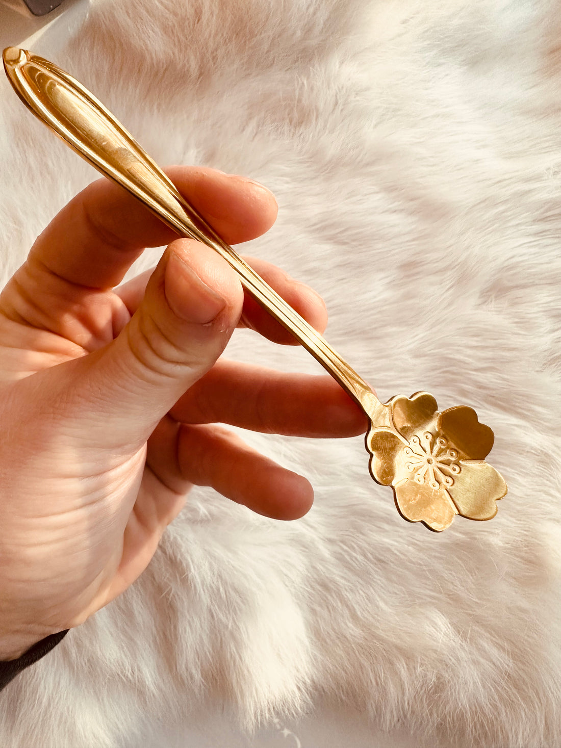 Golden Flower Bead Spoon